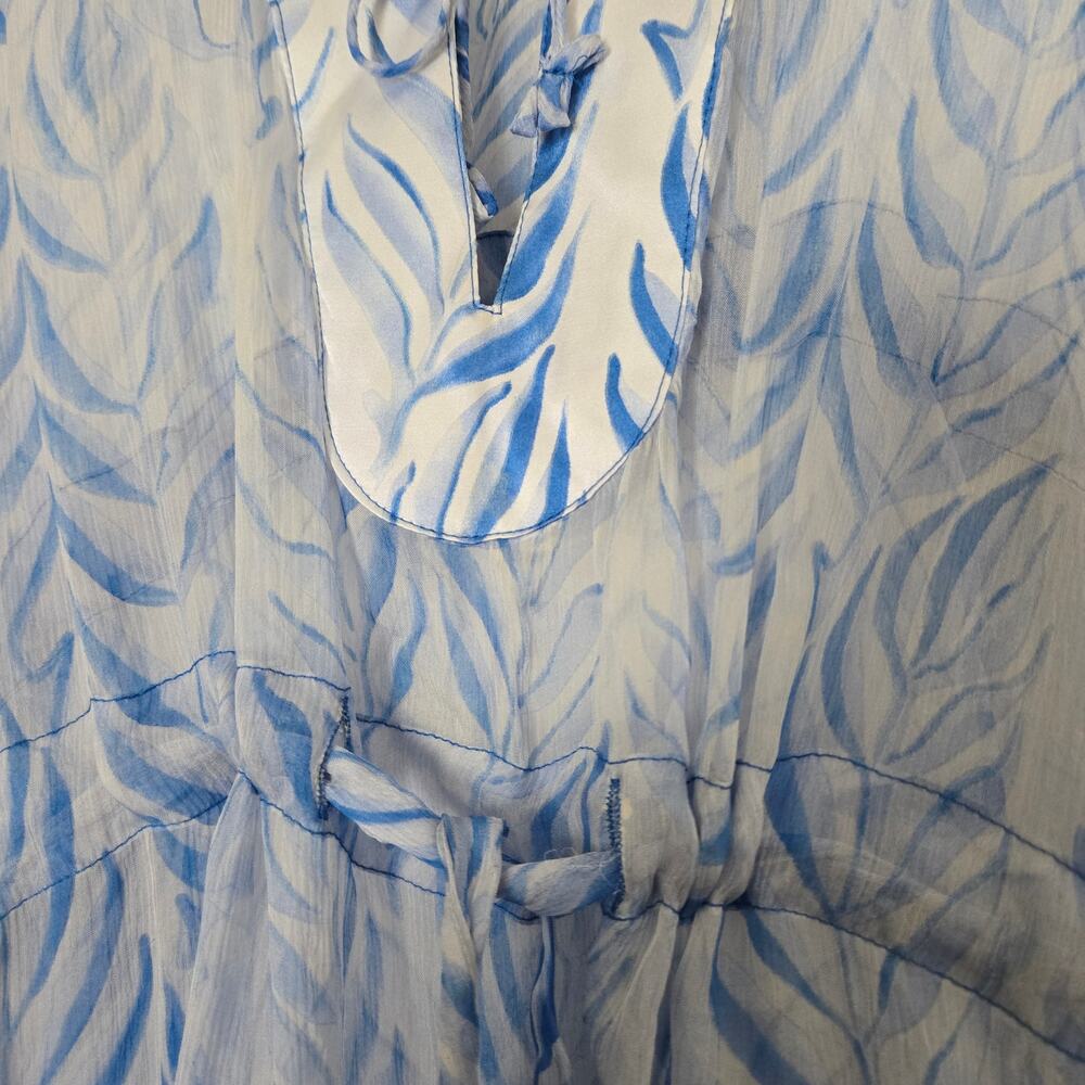 Lotty B. Mustique 100% Silk Swim Cover-Up Kaftan Blue Abstract Print - Picture 4 of 8